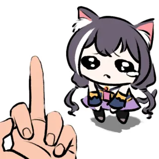 🖕 mittelfinger, beleidigend, cartoon, anime, katzenohren whatsapp sticker