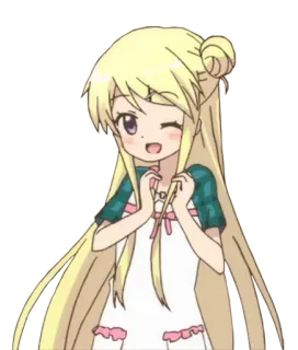 😉 anime, ragazza, bionda, carina, occhiolino, kawaii, cartone animato telegram sticker