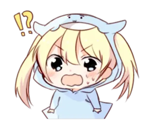 😥 アニメ, かわいい, ちび, 可愛い, 漫画, びっくり, 質問, びっくりマーク telegram sticker