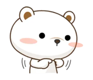 👉 oso, lindo, animal, dibujo animado, sticker, oso blanco, saludando telegram sticker
