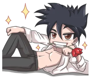 🤓 Anime, Mignon, Chibi, Fleur, Étincelle, Couché telegram sticker