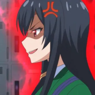 📗 anime, boos, schoolmeisje, rode ogen, cartoon telegram sticker