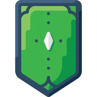 🎖 scudo, simbolo, protezione, difesa, verde, forma, icona telegram sticker