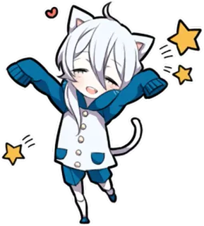 🌟 Anime, Chibi, Słodkie, Kot, Kawaii, Manga, Naklejka telegram sticker
