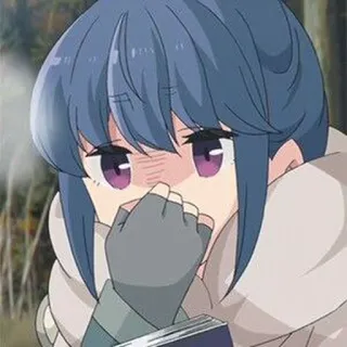 🛵 Rin Shima Yuru Camp Anime, Ragazza, Carina, Personaggio, Riposo, Inverno telegram sticker