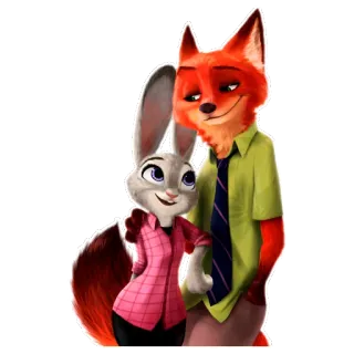 💑 Nick Wilde Zootopia fox, rabbit, zootopia, disney, cartoon, animation, judy hopps telegram sticker