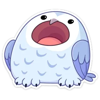 😮 gufo, uccello, cartone animato, animale, carino, bianco, blu telegram sticker