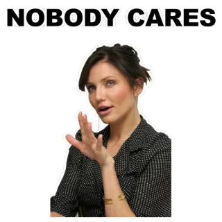 👄 NOBODY CARES sarcasmo, indifferenza, donna, atteggiamento telegram sticker