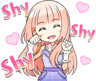 😊 Shy Shy Shy nieśmiała, kawaii, anime, dziewczyna, słodka, różowy, serca telegram sticker