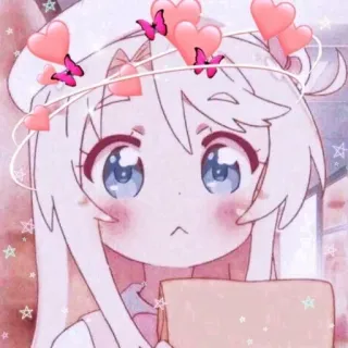 ❤️ Аниме, Милый, Девушка, Каваий, Сердечки, Бабочки telegram sticker