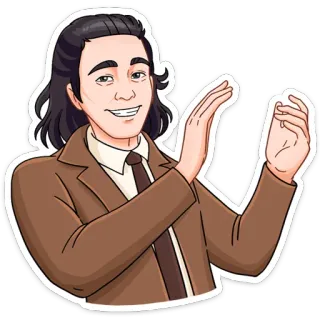 👏 漫画, 男, 笑顔, 拍手, 拍手喝采, ポートレート telegram sticker