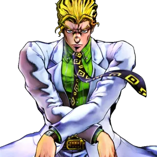 🌚 Yoshikage Kira JoJo's Bizarre Adventure Anime, Manga, Schurk, Blond, Witte jas, Kira, Jojo telegram sticker