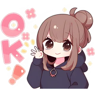 👌 OK ok, leuk, meisje, anime, kawaii, uitdrukking telegram sticker