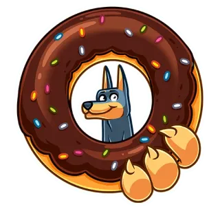 🍩 собака, пончик, животное, еда, сладкое, мультфильм, наклейка telegram sticker