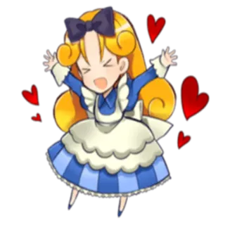 ❤️ Alice Alice in Wonderland alice im wunderland, cartoon, chibi, niedlich, herzen, kawaii, kleid whatsapp sticker