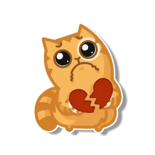 💔 gato, triste, desamor, corazón roto, lindo, emoji, sticker telegram sticker