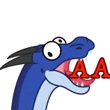 🤪 AA dragon, blue, cartoon, monster, fantasy, animal, screaming telegram sticker