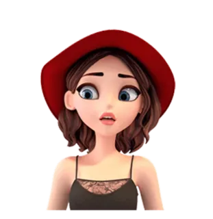 😳 wanita, topi, kartun, gadis whatsapp sticker