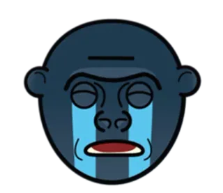 🦍 ลิง, เศร้า, ร้องไห้, อีโมจิ, น้ำตา, การ์ตูน telegram sticker