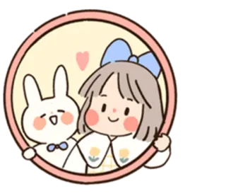 ❤️ gadis, kelinci, kartun, lucu, stiker, ilustrasi whatsapp sticker