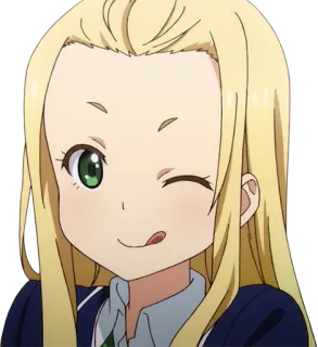 😜 Anime, Cartone animato, Personaggio, Femmina, Bionda, Occhiolino telegram sticker