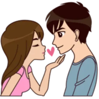 😚 dessin animé, amour, couple, baiser, romance telegram sticker