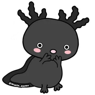 😱 ajolote, lindo, negro, dibujo animado, animal whatsapp sticker