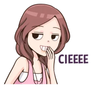 😏 CIEEEEE Cartoon, Frau, Rosa, Figur, Mädchen, Cieeee telegram sticker