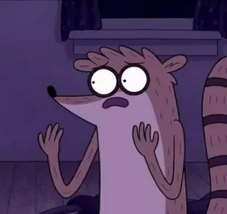 👾 Rigby Regular Show cartoon, Regular Show, Rigby, raccoon, animated, shocked whatsapp sticker