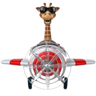 😄 Giraffe, Flugzeug, Luftfahrt, Cartoon, Tier, Lustig, Pilot telegram sticker
