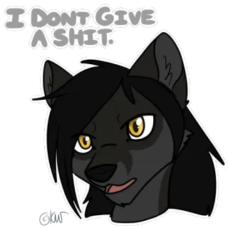 😒 I DONT GIVE A SHIT. lobo, furry, ofensivo, animal, desenho animado telegram sticker