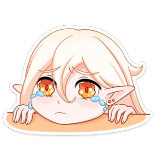 😢 Anime, Weinend, Traurig, Tränen, Elf, Manga, Cartoon whatsapp sticker
