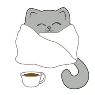 ☕️ 고양이, 카와이, 귀여운, 동물, 커피, 담요, 포근한 telegram sticker