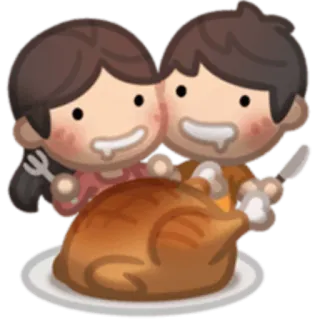 🍗 eten, kalkoen, stel, voedsel, cartoon telegram sticker