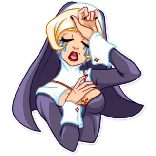 😭 nun, crying, sad, religious, cartoon, anime telegram sticker