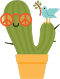 😜 cactus, pace, uccello, pianta, occhiali da sole, carino, natura, deserto telegram sticker