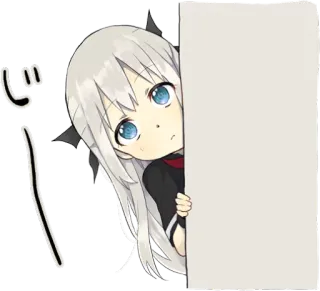 👀 じー Anime, Carino, Ragazza, Sbirciare, Sticker, Chibi whatsapp sticker