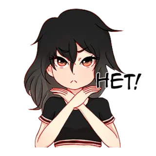 🙅‍♀️ HET! no, rifiuto, dissenso, cartone animato, ragazza, braccia conserte whatsapp sticker