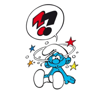 😖 Brainy Smurf The Smurfs การ์ตูน, สเมิร์ฟ, สีฟ้า, คำถาม, เนิร์ด whatsapp sticker