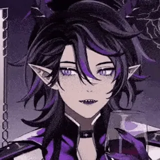 👿 anime, elf, demon, horns, fantasy, purple telegram sticker