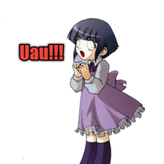 😮 Uau!!! 애니메이션, 소녀, 표정, 놀란, 감탄 telegram sticker