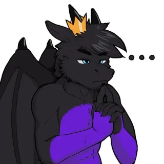 🤔 ... Furry, Anthro, Dragón, Pensando, Corona, Personaje telegram sticker