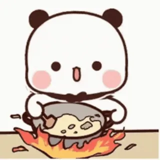 🎈 Panda, Koken, Schattig, Cartoon, Vuur, Eten whatsapp sticker