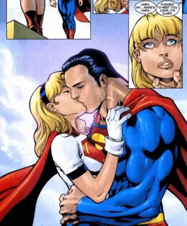 🦸‍♂ Superman PLEASED MY… NAME’S TO MEET YOU LINDA. I’M ELIAS. comic, kiss, superhero, supergirl, romance telegram sticker