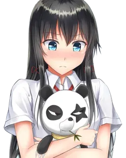 😶 Anime, Gadis, Panda, Lucu, Seragam sekolah, Merona, Kartun telegram sticker