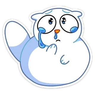 😢 kucing, sedih, menangis, kartun, putih, stiker, lucu telegram sticker