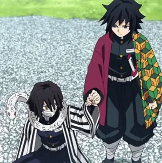 🐍 Giyu Tomioka and Obanai Iguro Demon Slayer อนิเมะ, ดาบพิฆาตอสูร, กิยู โทมิโอกะ, โอบาไน อิกุโระ telegram sticker