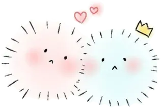 ❤ kawaii, dễ thương, tình yêu, trái tim, hồng, xanh dương, vương miện, mềm mại telegram sticker