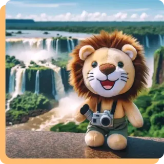 💛 lew, pluszak, aparat, wodospad, turysta, zabawka whatsapp sticker