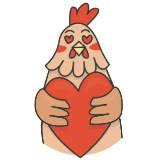 ❤️ pollo, corazón, amor, lindo, animal, dibujos animados whatsapp sticker